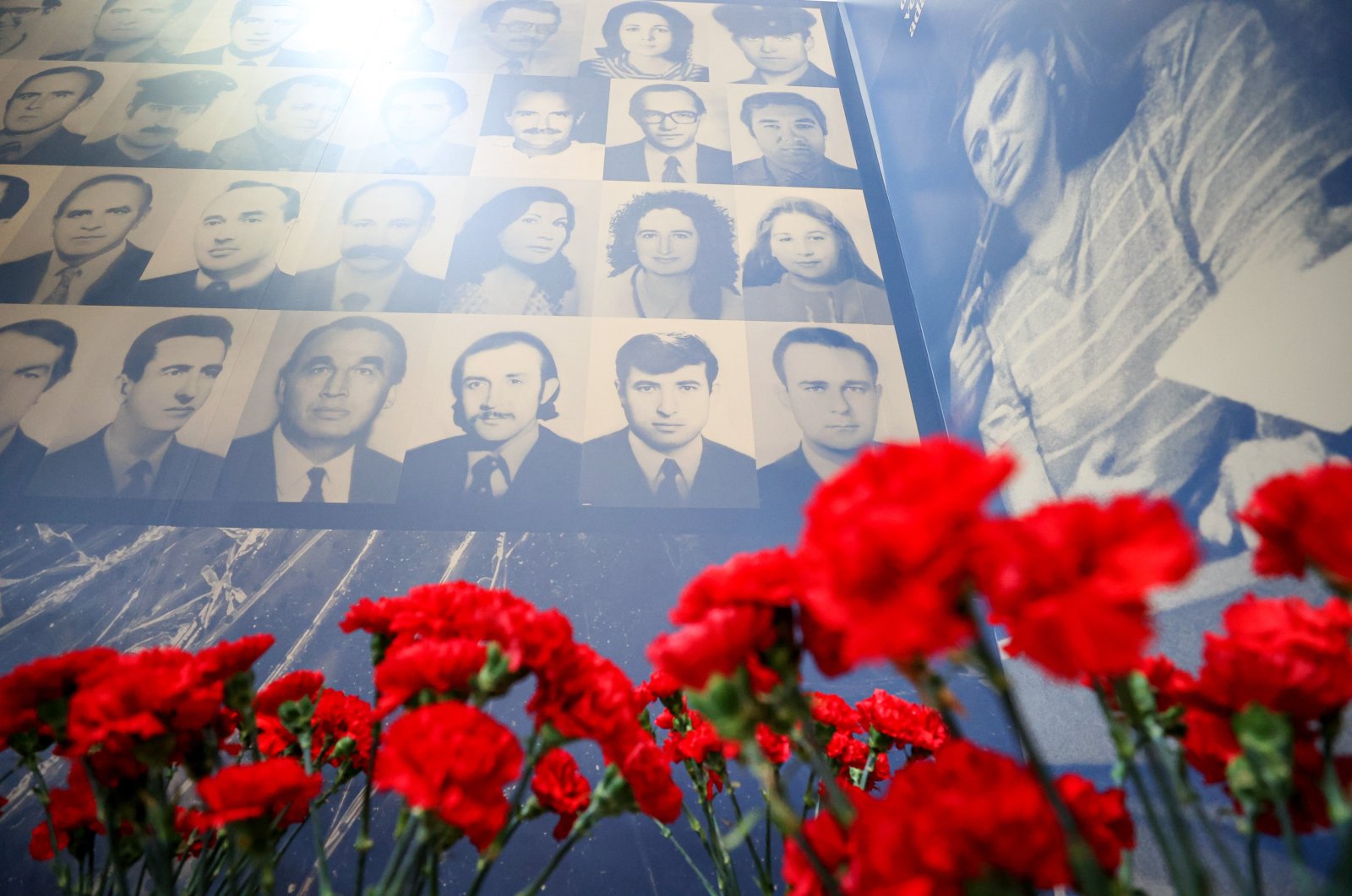Photos of Turkish diplomats murdered by Armenian terrorists are displayed at an exhibition in Istanbul, April 25, 2021. (AA File Photo)