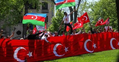 Hundreds of people from the Turkish-American community gathered to commemorate Turkish diplomats killed by Armenian terrorist groups in Washington D.C., U.S., April 24, 2022. (AA)