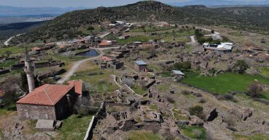 The village of Hacıömerli, whose inhabitants left one by one in the early &#039;70s, to work in the newly established factories, has become a favorite spot for TV series and horror movie producers, Izmir, Turkey, April 25, 2022. (IHA Photo)