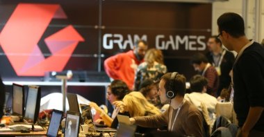 Game developers working on games they have been given 48 hours to create at the Global Game Jam, Ankara, Turkey, Jan. 25, 2019.