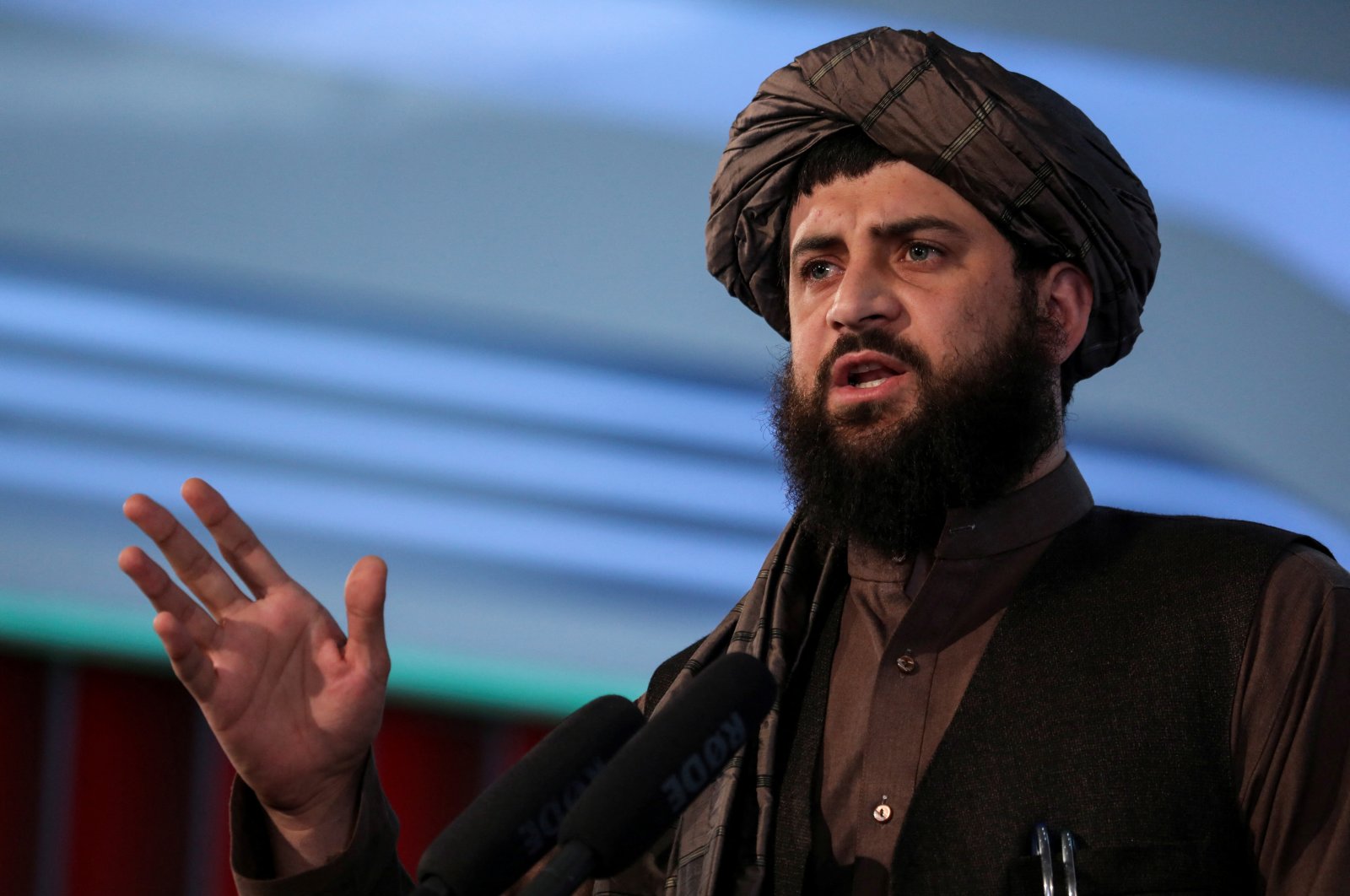 Taliban&#039;s acting Defense Minister Mullah Mohammad Yaqoob speaks during the death anniversary of Mullah Mohammad Omar, the late leader and founder of the Taliban, Kabul, Afghanistan, April 24, 2022. (Reuters Photo)