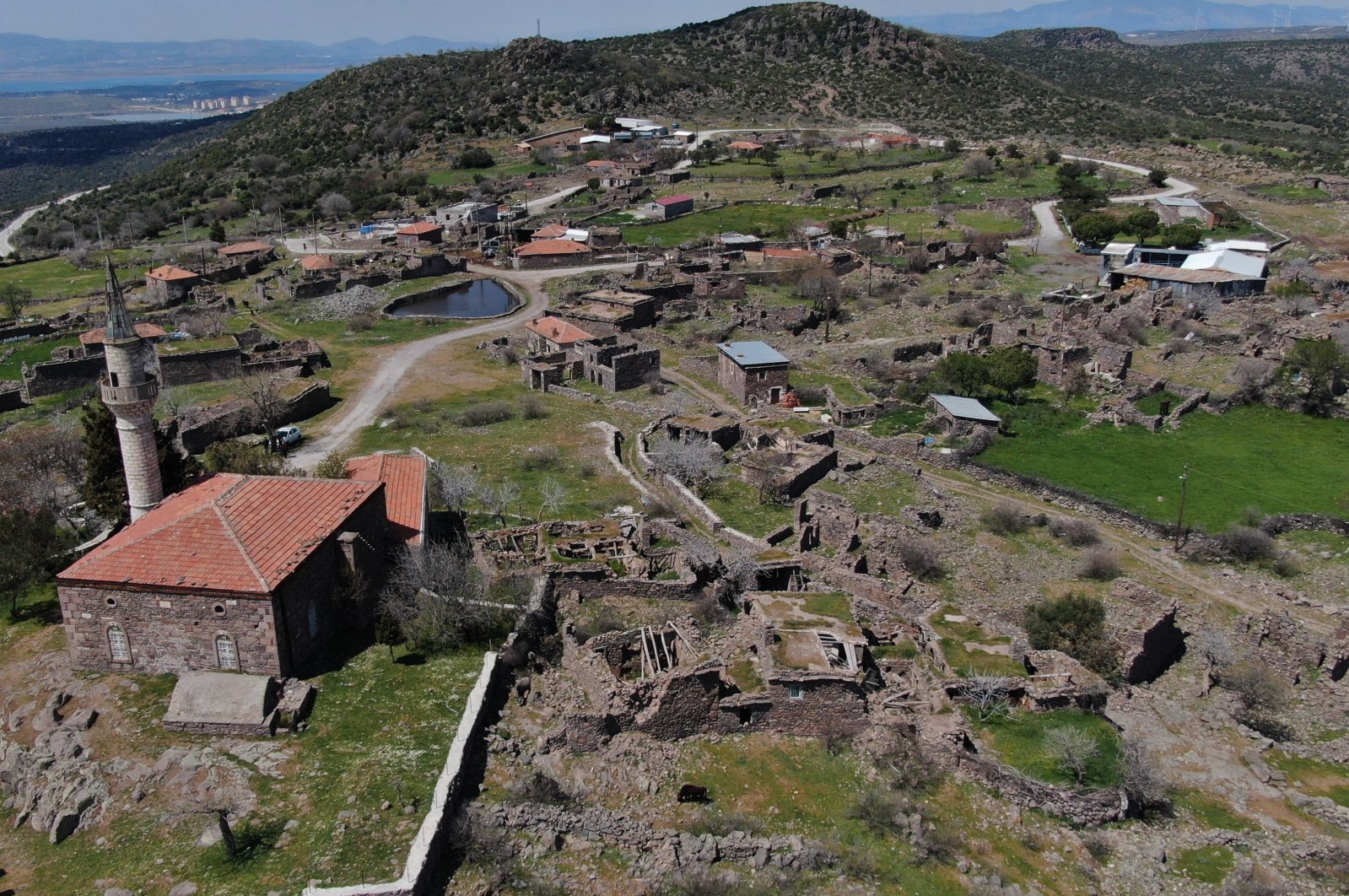 The village of Hacıömerli, whose inhabitants left one by one in the early &#039;70s, to work in the newly established factories, has become a favorite spot for TV series and horror movie producers, Izmir, Turkey, April 25, 2022. (IHA Photo)