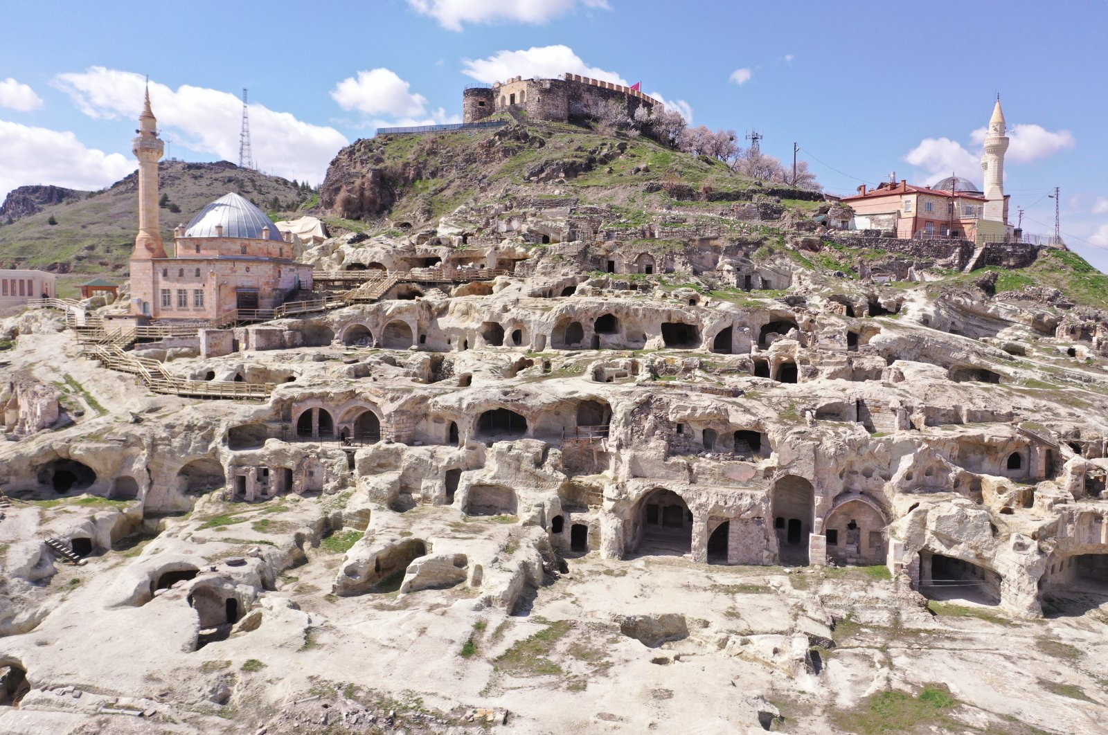 Kayaşehir, a historical rock-carved hillside settlement in Nevşehir, will welcome tourists from the first week of May, Cappadocia, Turkey, April 25, 2022. (AA Photo)