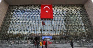 A general view of the entrance of the Atatürk Cultural Center (AKM), Istanbul, Turkey, Nov. 2, 2021. (AA Photo)