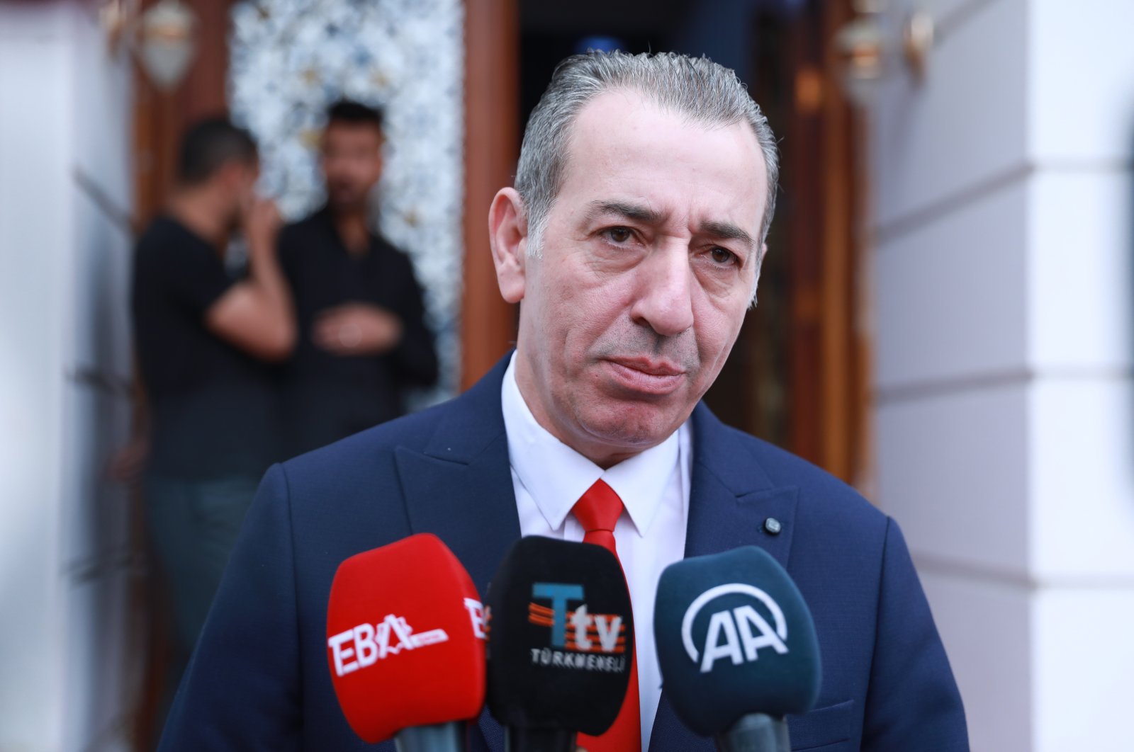 Kurdistan Regional Government (KRG) Minister of Ethnic and Religious Formations Aydın Maruf speaks to reporters in Irbil, Iraq, April 24, 2022. (AA Photo)