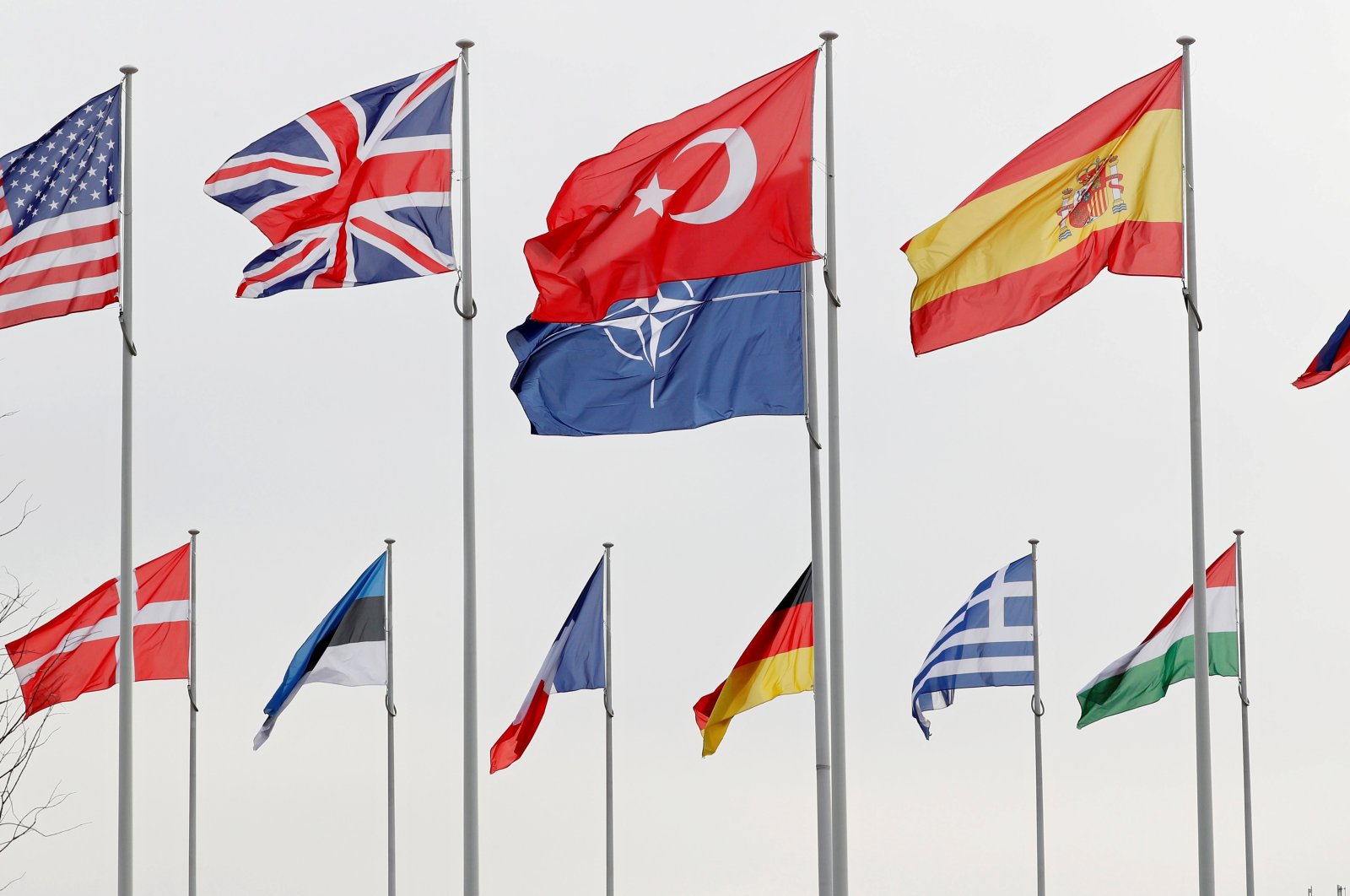 Flags of NATO member countries flutter at the Alliance headquarters in Brussels, Belgium, Feb. 28, 2020. (Reuters File Photo)