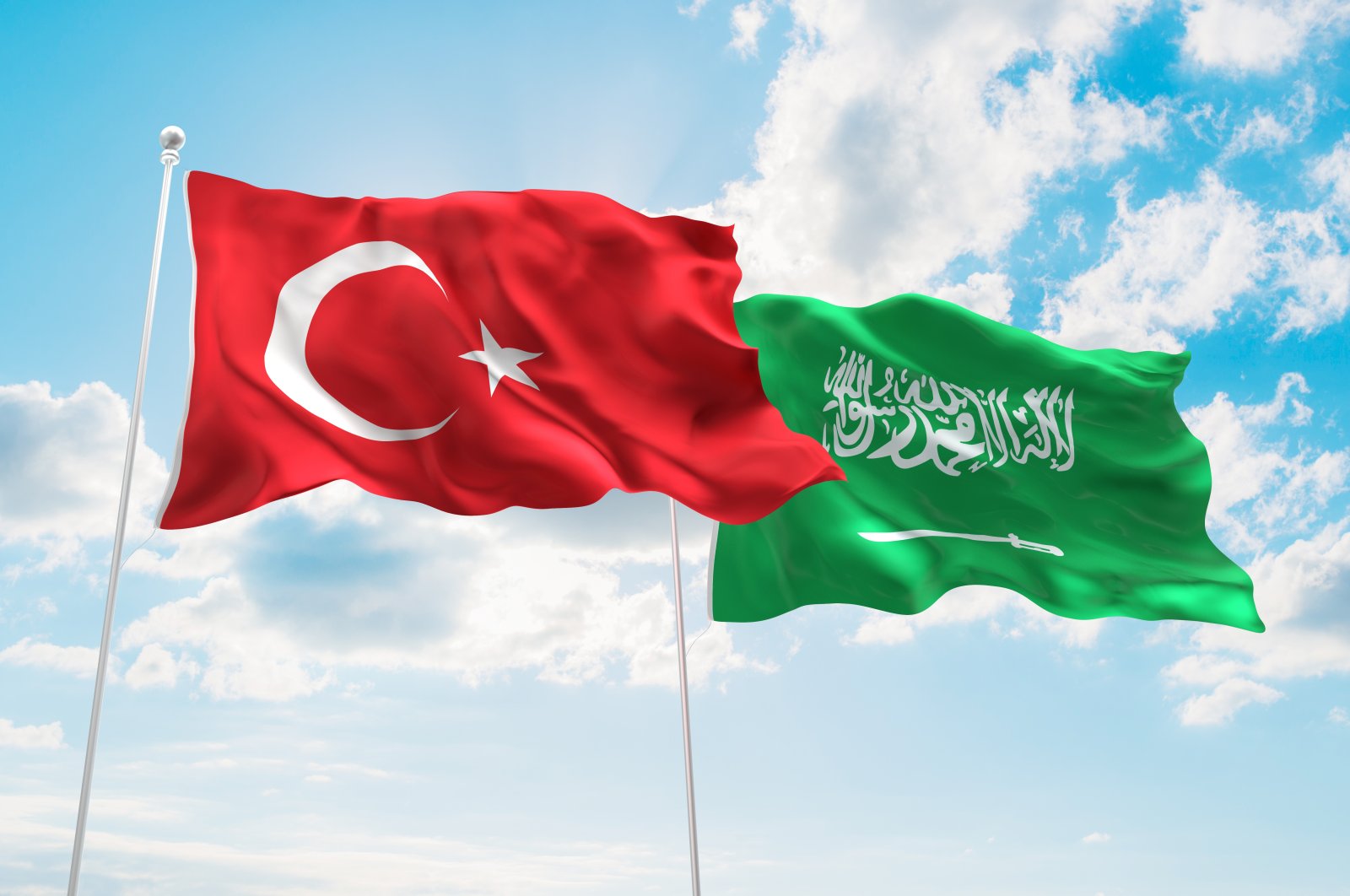  Turkish and Saudi Arabian flags waving in the sky in this undated file photo. (Shutterstock File Photo)
