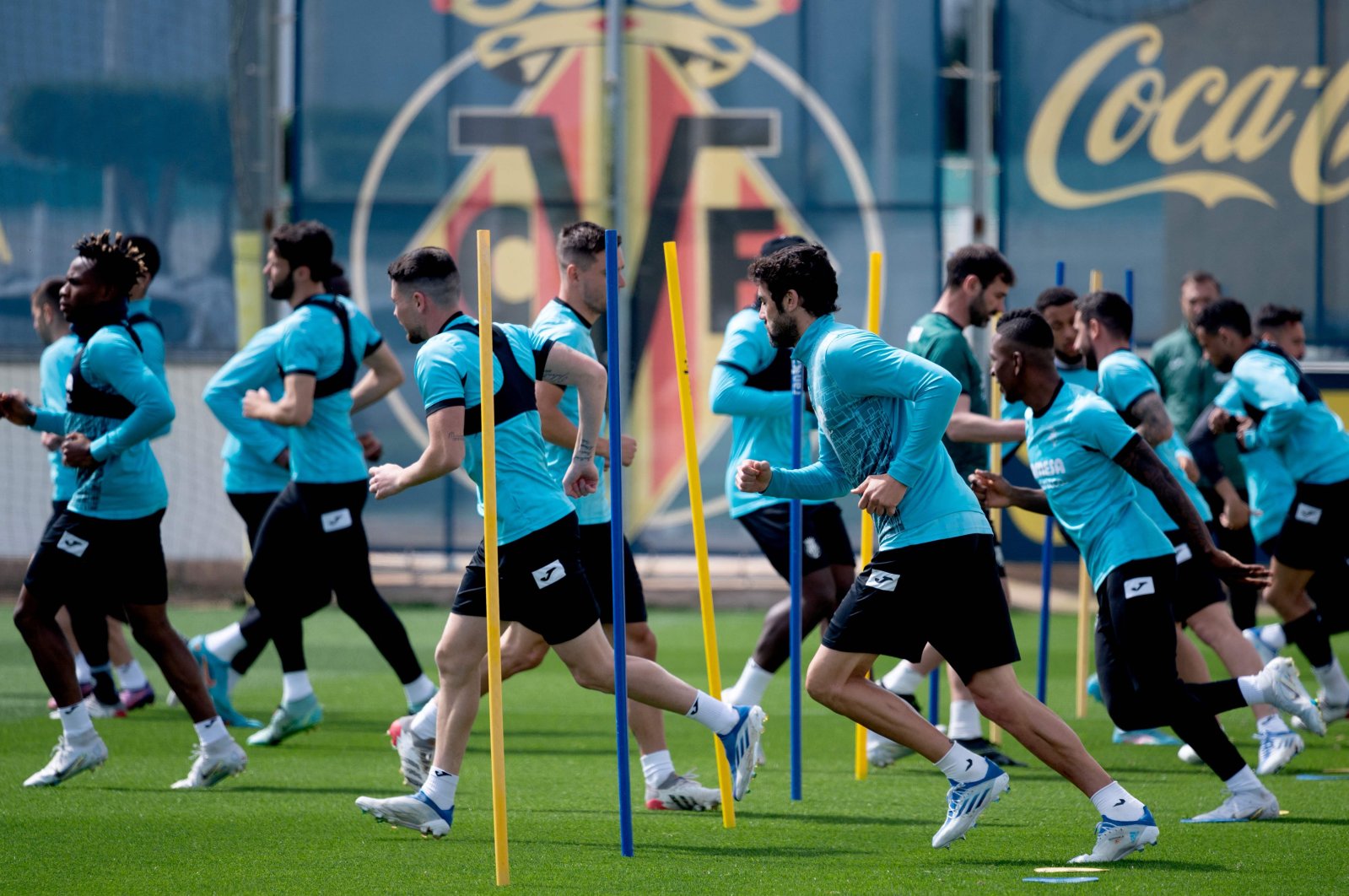 Villarreal players attend a training session ahead of their Champions League match against Liverpool, Vila-Real, Spain, April 26, 2022. (AFP Photo)