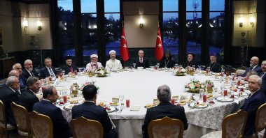 President Recep Tayyip Erdoğan hosts representatives of religious minority groups in the country for a fast-breaking dinner, or iftar, Ankara, Turkey, April 26, 2022. (AA)