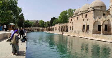 A view of the Balıklıgöl pool in Şanlıurfa, southeastern Turkey, April 27, 2022. (İHA PHOTO)