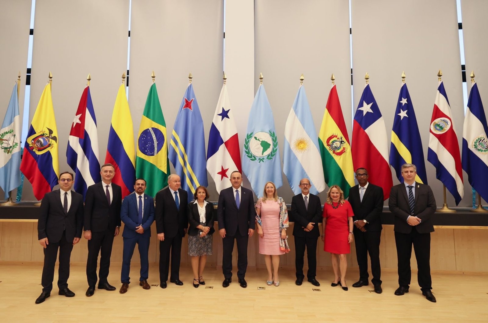 Foreign Minister Mevlüt Çavuşoğlu meets with members of Parlatino in Panama, April 27, 2022. (IHA Photo)