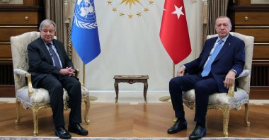 President Recep Tayyip Erdoğan meets with the U.N. Secretary-General Antonio Guterres in Ankara, Turkey, April 25, 2022. (Reuters Photo)