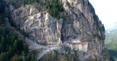 A view of Sümela Monastery in Trabzon, northern Turkey, April 29, 2022. (DHA PHOTO)