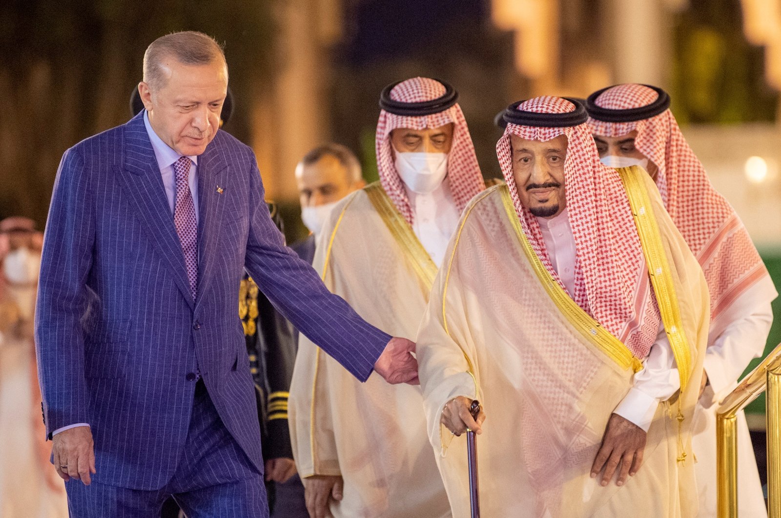 President Recep Tayyip Erdoğan and Saudi King Salman meet in Jiddah, Saudi Arabia, April 28, 2022. (Reuters Photo)