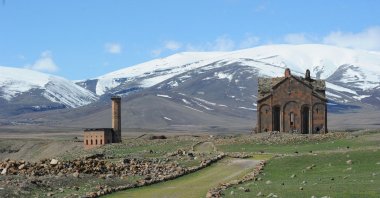 Remains of the cathedral in Ani, a ruined medieval city that used to be the capital of Armenia&#039;s ancient kingdom. The ruins are located in eastern Turkey, only a few hundred meters from the border with Armenia, April 3, 2015. (AFP File Photo)