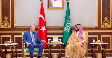 President Recep Tayyip Erdoğan meets Saudi Crown Prince Mohammed bin Salman (MBS) in Jeddah, Saudi Arabia, April 28, 2022. (Reuters Photo)