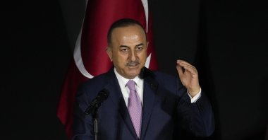  Foreign Minister Mevlüt Çavuşoğlu speaks after a bilateral meeting with his Panamanian counterpart at the Simon Bolivar foreign ministry headquarters in Panama City, Thursday, April 28, 2022. (AP File Photo)