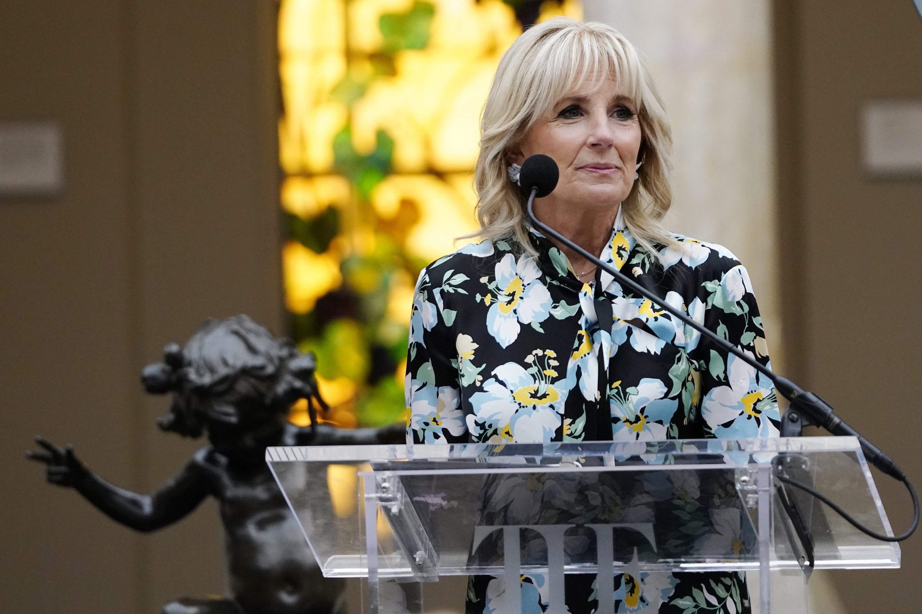 First Lady Jill Biden speaks at the unveiling of the Met Museum Costume Institute exhibit 