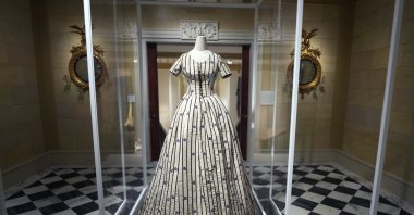 A dress worn by Mary Todd Lincoln is displayed as part of the Met Museum Costume Institute&#039;s exhibit &quot;In America: A Lexicon of Fashion&quot; during a press preview, New York, U.S., May 2, 2022. (AP Photo)