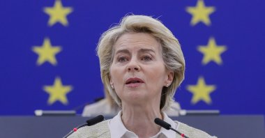 European Commission President Ursula von der Leyen delivers a speech on the social and economic consequences of the Russian invasion of Ukraine for the EU at the European Parliament in Strasbourg, France, May 4, 2022. (EPA Photo)
