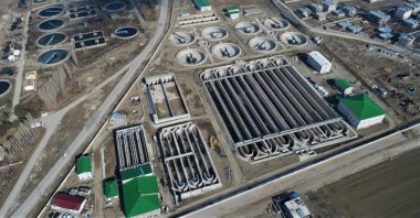 An aerial view of a water treatment plant in Van, eastern Turkey, March 24, 2021. (AA PHOTO)