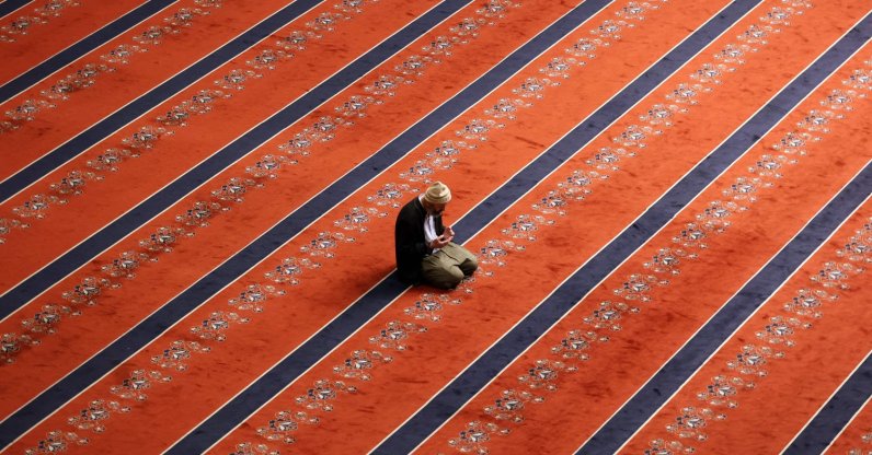 A Muslim during the Eid al-Fitr, or Ramadan Bayram, prayers at Kocatepe Mosque, in the capital Ankara, Turkey, May 2, 2022. (AFP Photo)