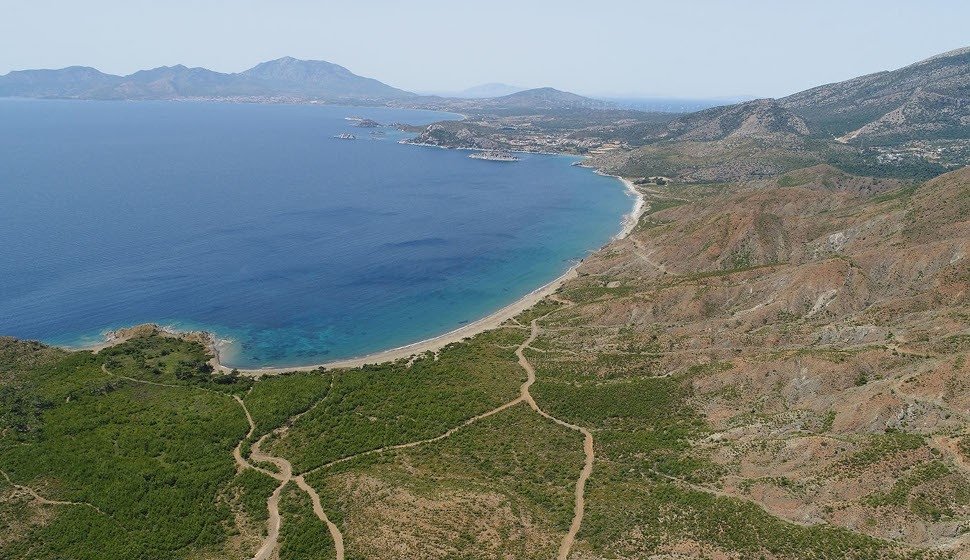 An aerial view of replenished forest, in the Datça district, in Muğla, southwestern Turkey, May 5, 2022. (IHA PHOTO)