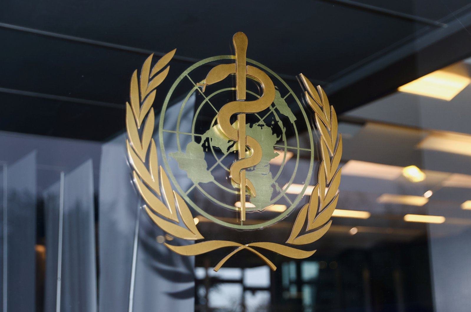 The World Health Organization logo is pictured at the entrance of the WHO building, in Geneva, Switzerland, Dec. 20, 2021. (Reuters Photo)