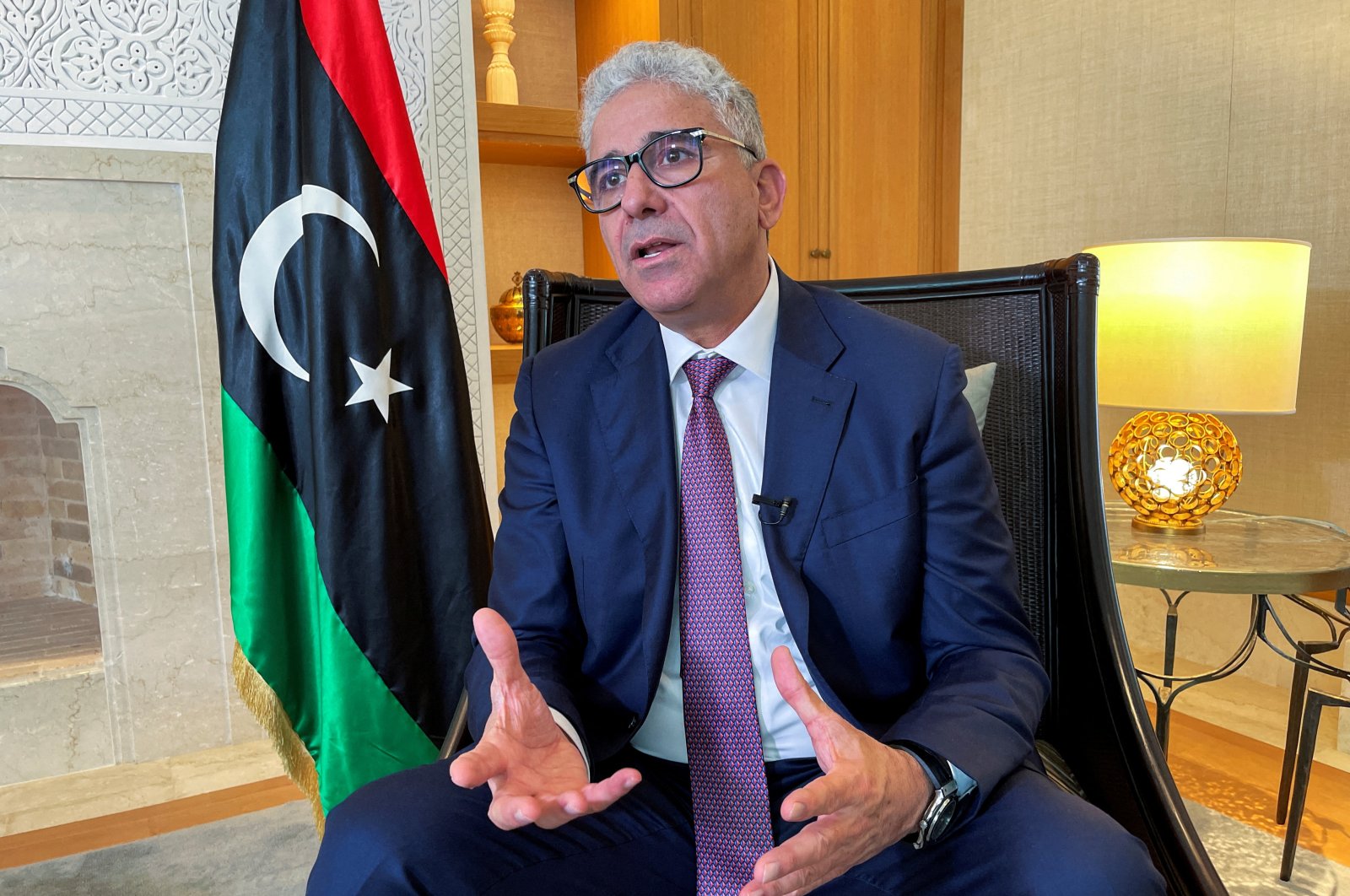  Libya&#039;s Fathi Bashagha, who was appointed prime minister by the eastern-based parliament, speaks during an interview with Reuters in Tunis, Tunisia March 30, 2022. (Reuters File Photo)