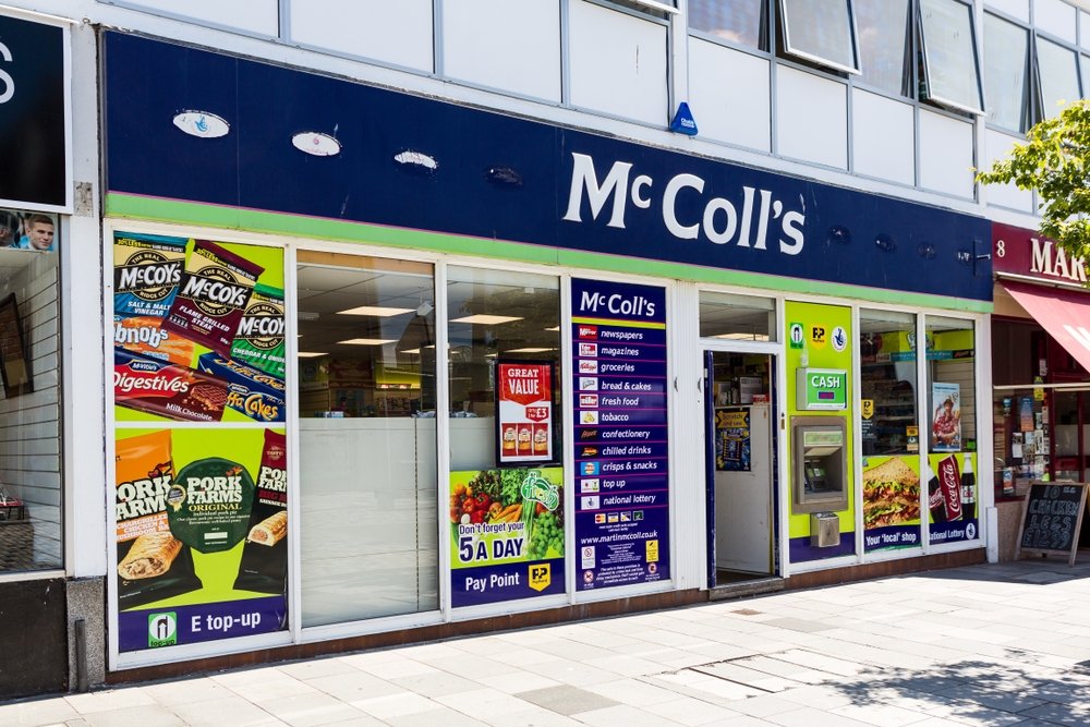 The front of a McColl&#039;s newsagent on a high street in Plymouth, Britain, July 24, 2018.