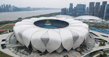 A view of Hangzhou Olympic Sports Center, the main stadium of the 19th Asian Games, in Hangzhou, China, April 1, 2022. (AFP Photo)