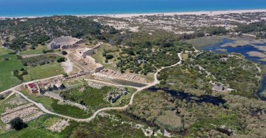 An aerial view from the ancient city of Patara, Antalya, southern Turkey, May 5, 2022. (AA)