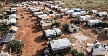 An aerial view of a makeshift camp for displaced people in northern Idlib, near the Turkish border, Syria, April 30, 2022. (AA Photo)