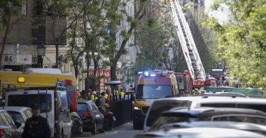 Emergency responders at the scene of the explosion in Madrid, Spain, Friday, May 6, 2022. (AA Photo)