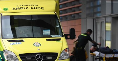 An ambulance waits outside of a hospital in London, Britain, May 2, 2022. (EPA Photo)