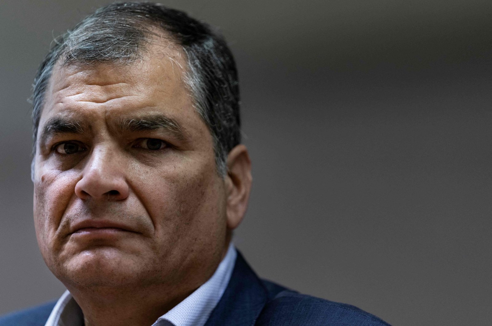 Ecuador&#039;s former President (2007-2017) Rafael Correa gives a press conference at the European Parliament in Brussels, Belgium, Oct. 9, 2019. (AFP Photo)