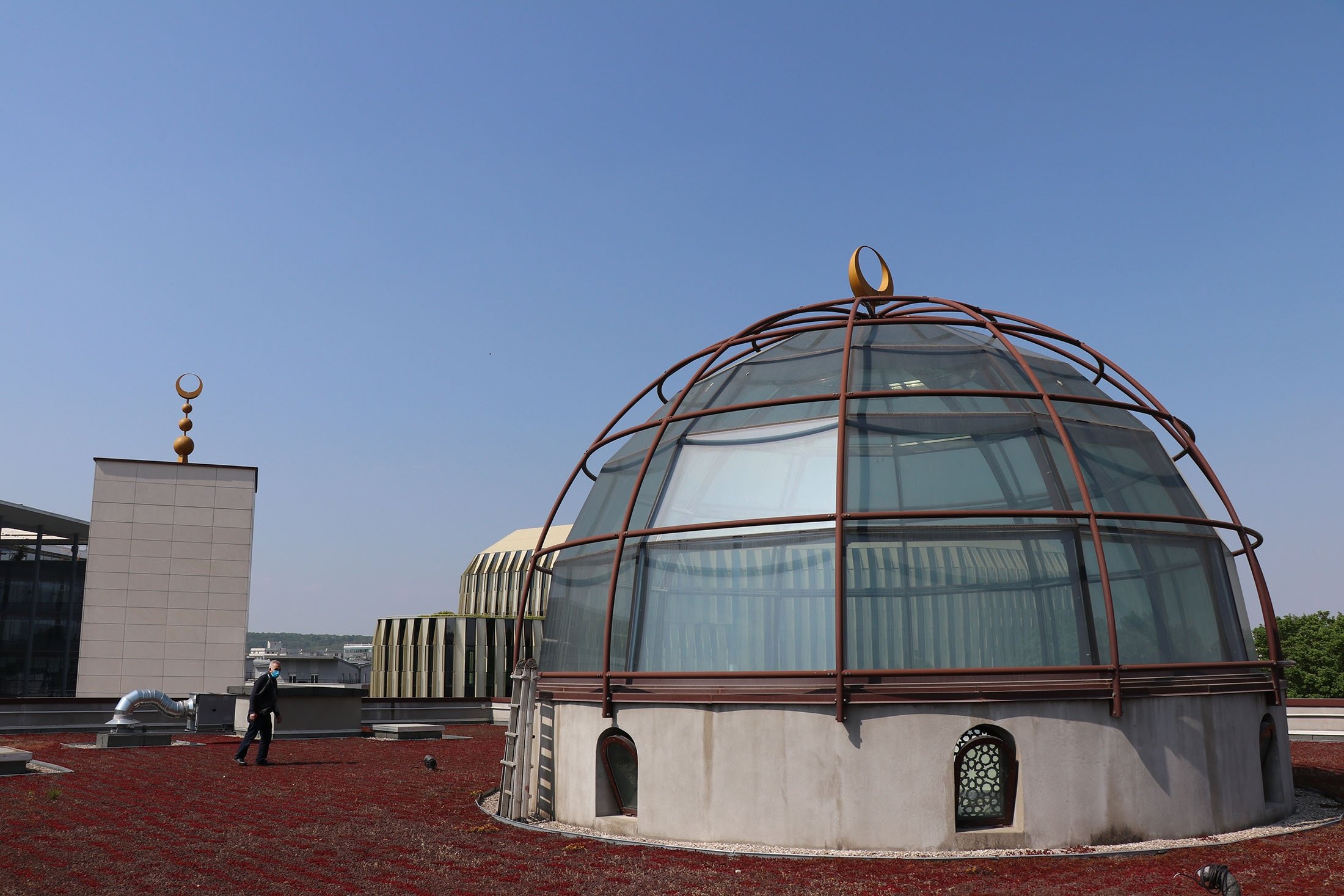 The dome of the Great Mosque of Massy, France's first environmentally friendly mosque, in Paris, France, May 7, 2022. (AA Photo)