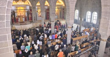 A view of Sunday service at Surp Giragos church, in Diyarbakır, southeastern Turkey, May 8, 2022. (DHA PHOTO) 