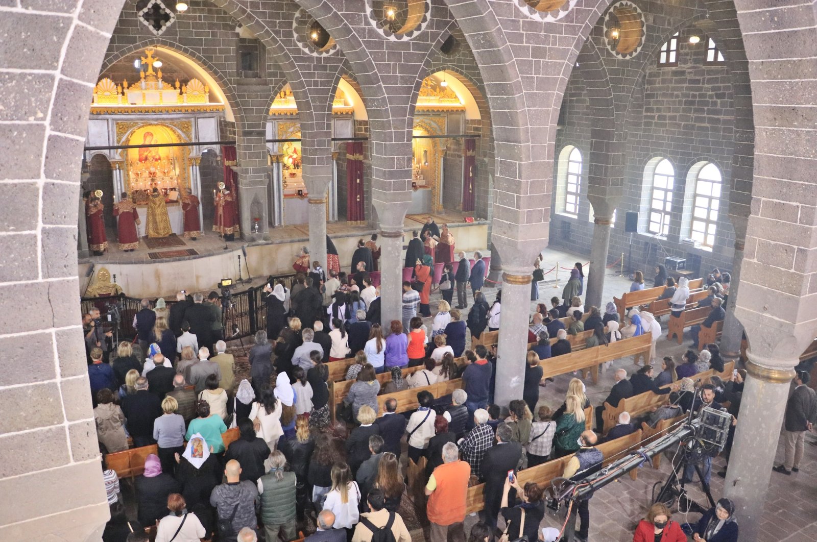 A view of Sunday service at Surp Giragos church, in Diyarbakır, southeastern Turkey, May 8, 2022. (DHA PHOTO) 
