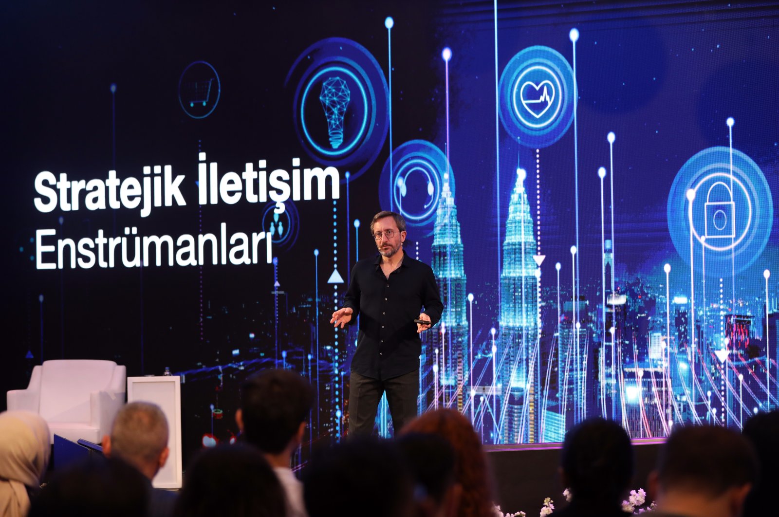 Presidential Communications Director Fahrettin Altun speaks at the "Stratcom Youth" Forum, May 8, 2022. (AA Photo)