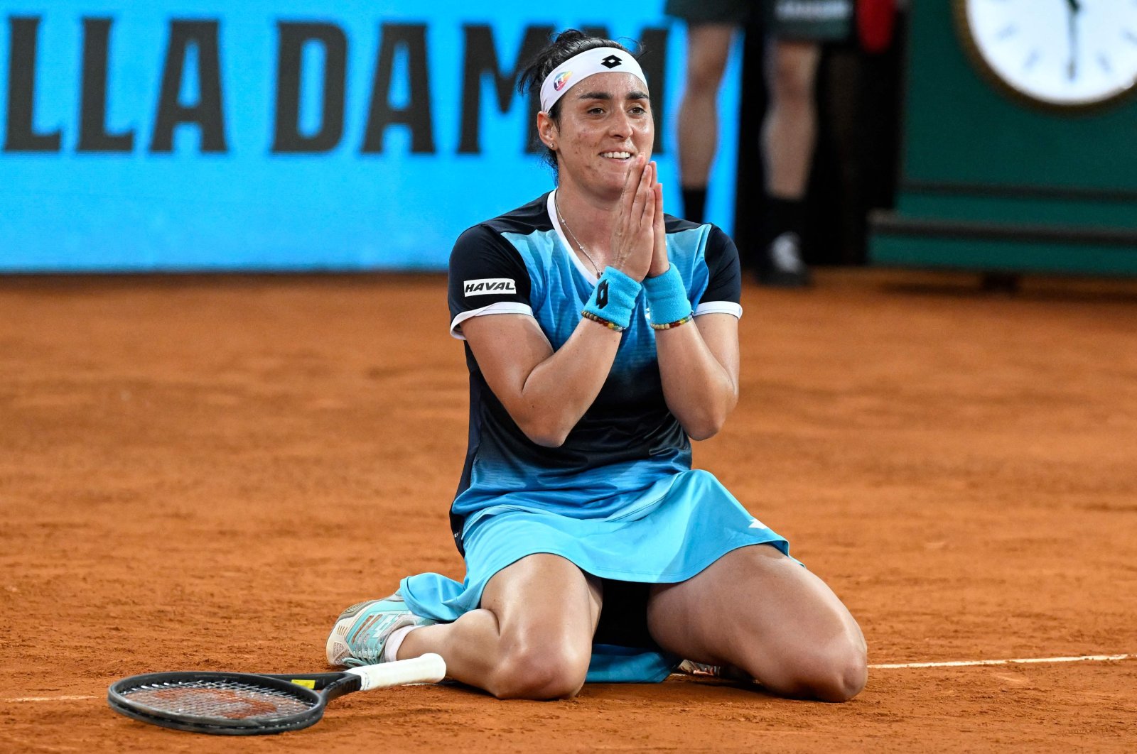 Tunisia&#039;s Ons Jabeur celebrates after winning against U.S.&#039; Jessica Pegula during the Madrid Open final, Madrid, Spain, May 7, 2022. (AFP Photo)