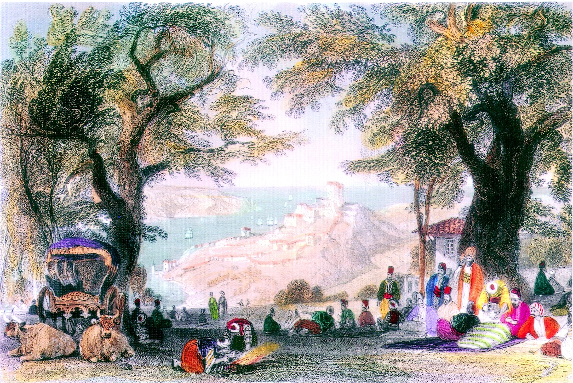 A painting depicts people having a picnic in the Ottoman period. (Archive Photo) 