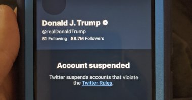 The suspended Twitter account of President Donald Trump is seen on Jan. 8, 2021, after the social media company permanently suspended Trump from its platform, citing the "risk of further incitement of violence." (AP File Photo)
