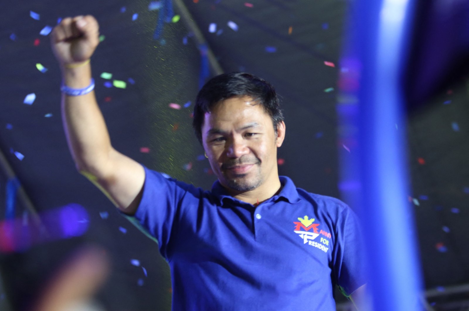 Philippine boxing icon and presidential candidate Manny Pacquiao during a campaign rally, General Santos City, Mindanao, May 7, 2022. (AFP Photo)