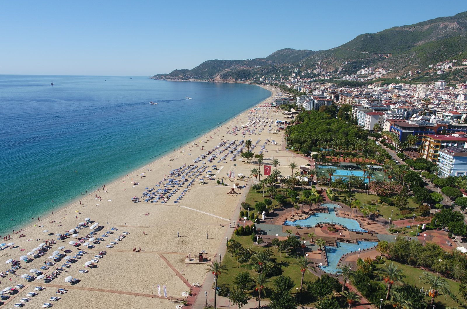 A view of a beach in the southern Mediterranean province of Antalya, Turkey, May, 1, 2022. (IHA Photo)