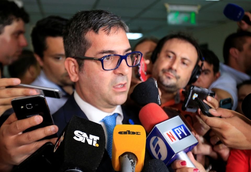 Prosecutor Marcelo Pecci talks to the media about Ronaldinho at the Paraguayan Supreme Court, Asuncion, Paraguay, March 10, 2020. (Reuters Photo)