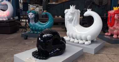 In the "Şahmeran 34" exhibition, 34 different artists have created sculptures of the Shahmaran to be installed at 34 different points in Istanbul, Turkey, May 10, 2022. (DHA Photo)