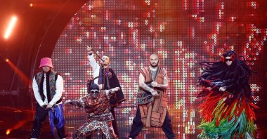 Kalush Orchestra from Ukraine perform during the first semi-final of the 2022 Eurovision Song Contest in Turin, Italy, May 10, 2022. (REUTERS)
