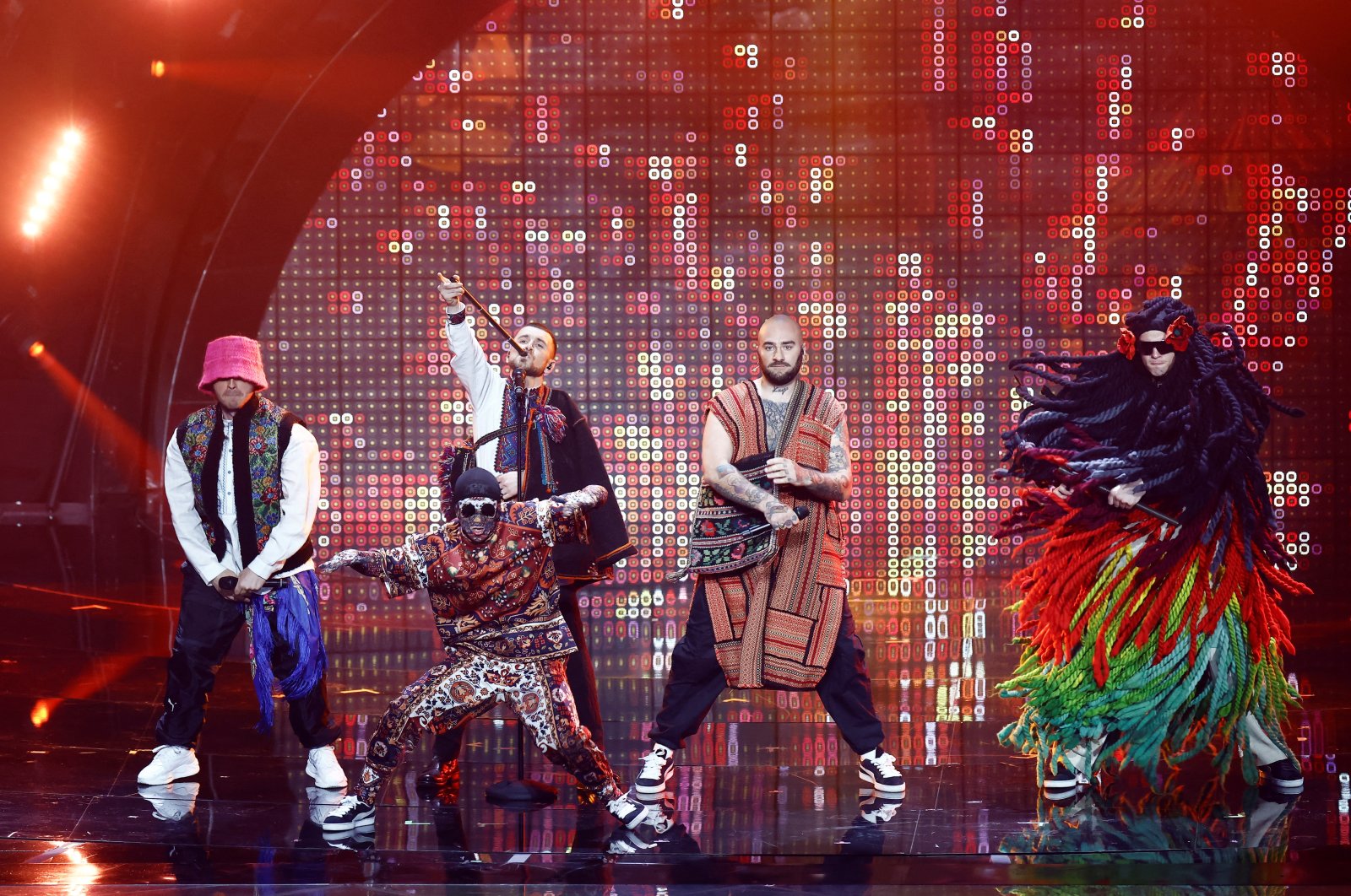 Kalush Orchestra from Ukraine perform during the first semi-final of the 2022 Eurovision Song Contest in Turin, Italy, May 10, 2022. (REUTERS)