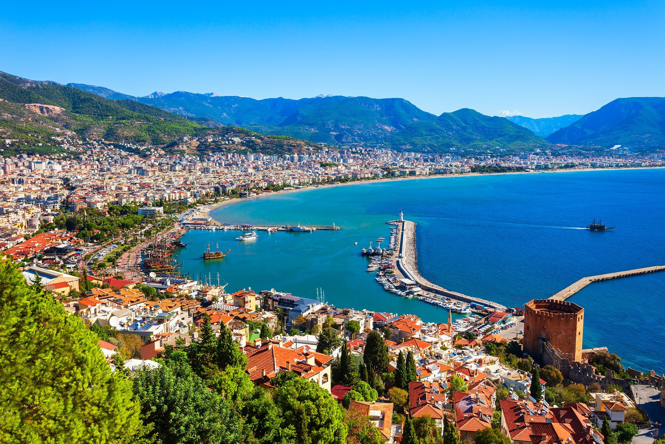The sprawling resort town of Antalya lies to the east on the Mediterranean coast.  (Photo Shutterstock)